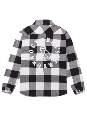 OVO Buffalo Plaid Flannel Shirt White- Large